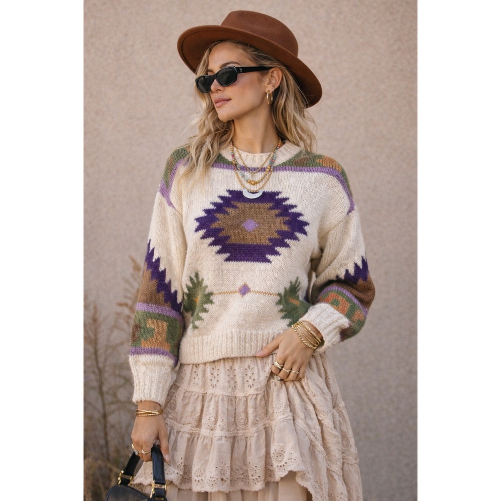 Outback Red Vintage Southwestern‎ Sweater Rustic Boho Western Aztec 90s Cottoage